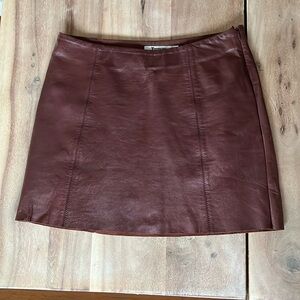 T Alexander Wang burgundy lambskin leather mini skirt